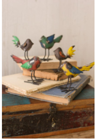 Set Of Five Recycled Metal Birds